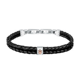 Maserati Maserati armband JM422AVE13 Bracelet Leather Black SS 18 + 3.5 CM