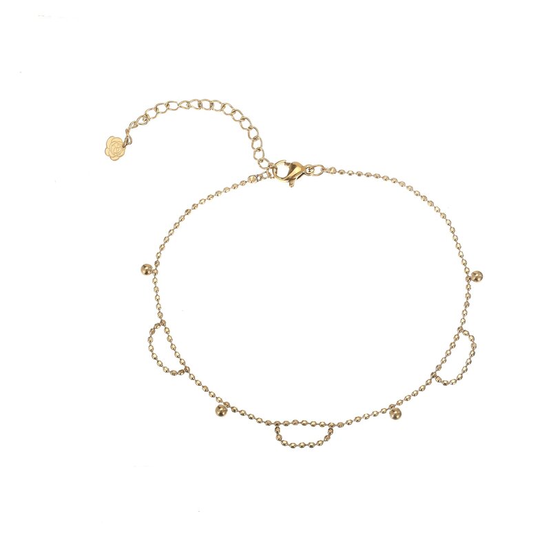 Rose & Camellia Rose & Camellia Enkelbandje 906951 Anklet mini dots gold 22 + 5 CM