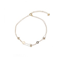 Rose & Camellia Rose & Camellia Enkelbandje 07952 Anklet mini clover gold 22 + 5 CM