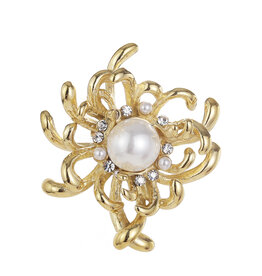 Rose & Camellia Rose & Camellia Broche 5953 Vintage fantasy pearl stones gold