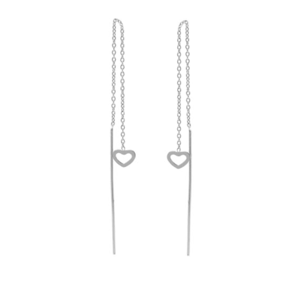 Karma Jewelry Karma jewelry oorbellen P34S Pull through earrings Open heart 925 silver 10 CM