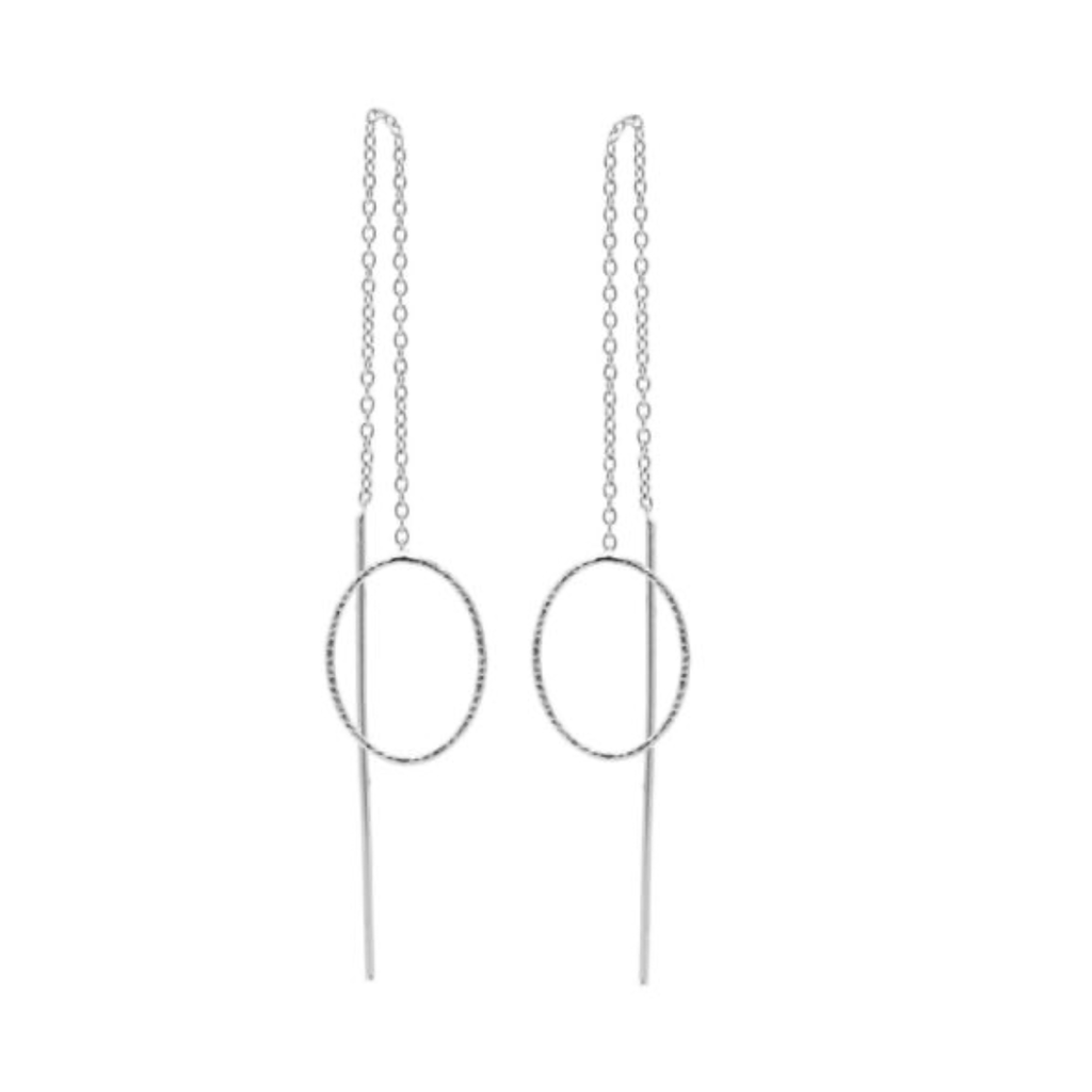 Karma Jewelry Karma jewelry oorbellen M1117 Pull through earrings Oval circle 925 silver 10 CM