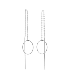 Karma Jewelry Karma jewelry oorbellen M1117 Pull through earrings Oval circle 925 silver 10 CM