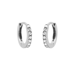 Karma Jewelry Karma Jewelry oorbellen M2605 Plain hoops round zirconia 925 silver 13 MM
