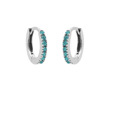 Karma Jewelry Karma Jewelry oorbellen M2605S_T Plain hoops round zirconia Turquoise 925 silver 13 MM
