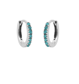 Karma Jewelry Karma Jewelry oorbellen M2605S_T Plain hoops round zirconia Turquoise 925 silver 13 MM