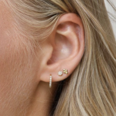 Karma Jewelry Karma Jewelry oorbellen M2605 Plain hoops round zirconia 925 silver 13 MM