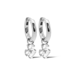 Karma Jewelry Karma Jewelry oorbellen A159S Earrings hinged hoops  Nien Baguette 925 silver 19 MM