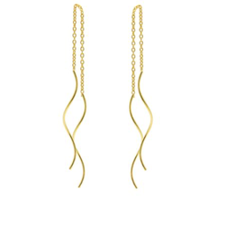 Karma Jewelry Karma Jewelry oorbellen M1358 Earrings pull through Wave 925 silver gold plated 17 CM