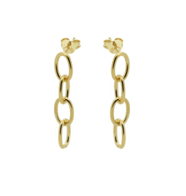 Karma Jewelry Karma jewelry oorbellen X128GP Ear studs Hanging chain 925 silver gold plated 24 MM