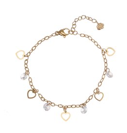 Rose & Camellia Rose & Camellia armband 5953 Bracelet Little hearts & stones gold 16 + 3 CM