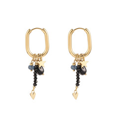 Rose & Camellia Rose en camelia oorbellen 08954 Earrings Black Gold