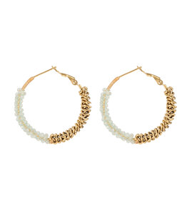 Rose & Camellia Rose & Camellia oorbellen 10955 Earrings hoops mint green gold 3.4 CM