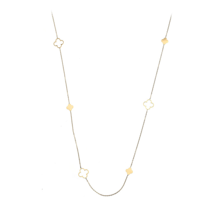 Rose & Camellia Rose & Camellia ketting Necklace clovers gold  80 + 10 CM