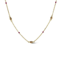 Karma Jewelry Karma Jewelry ketting T310GP_RR Jolly Necklace Ruby red 925 silver gold plated