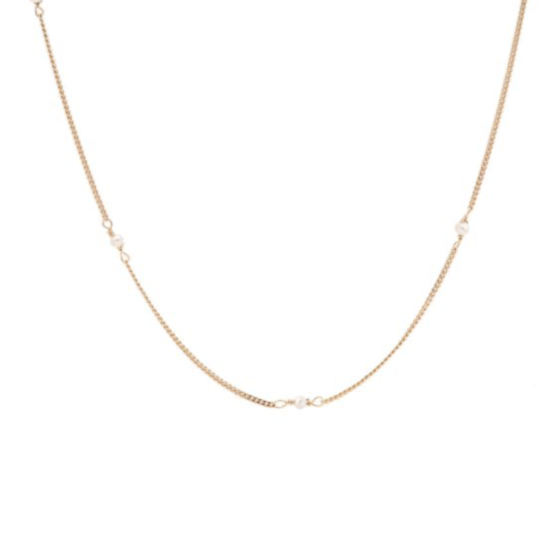 Karma Jewelry Karma Jewelry ketting T257GP Tiny Pearls 925 silver gold plated 38 - 45 CM
