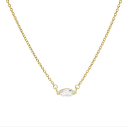 Karma Jewelry Karma Jewelry ketting T262GP Necklace Single Zirconia oval 925 silver gold plated 38 - 45 CM