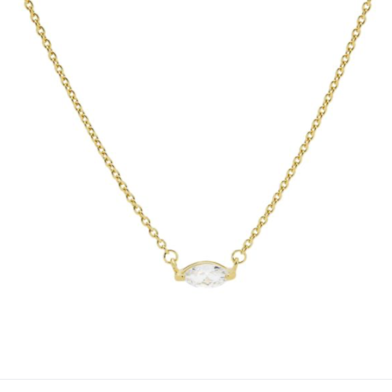Karma Jewelry Karma Jewelry ketting T262GP Necklace Single Zirconia oval 925 silver gold plated 38 - 45 CM