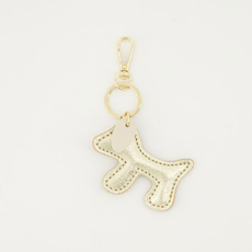 Label Deluxe bag Sleutelhanger keychain Bumpy gold metallic ecru 8 - 5 CM