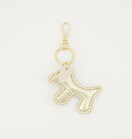 Label Deluxe bag Sleutelhanger keychain Bumpy gold metallic ecru 8 - 5 CM