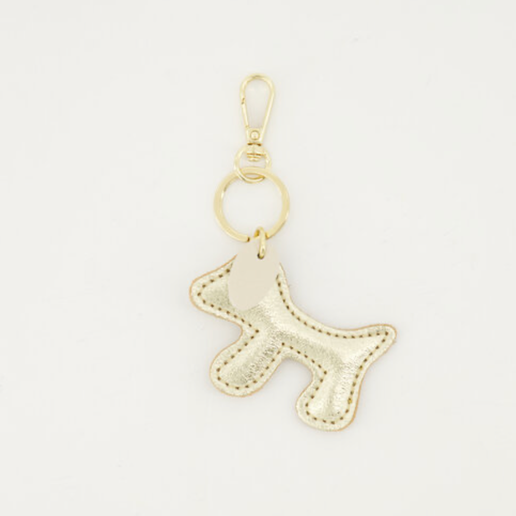 Label Deluxe bag Sleutelhanger keychain Bumpy gold metallic ecru 8 - 5 CM