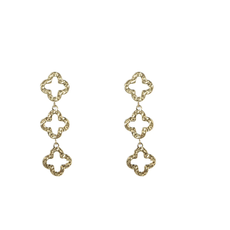 Day & Eve by Go Dutch D&E by Go Dutch oorbellen E4229-2 Earrings Triple clover dangle stainless steel gold 5 CM