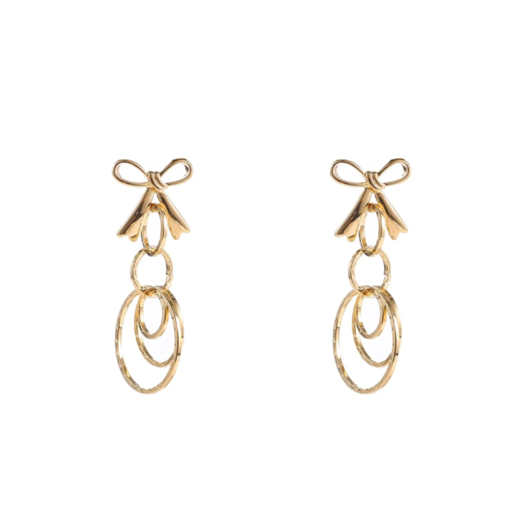 Day & Eve by Go Dutch Day & Eve oorbellen E5075-2 Bow dangle earring gold