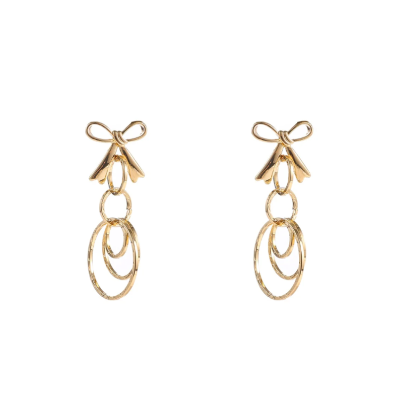 Day & Eve by Go Dutch Day & Eve oorbellen E5075-2 Bow dangle earring gold
