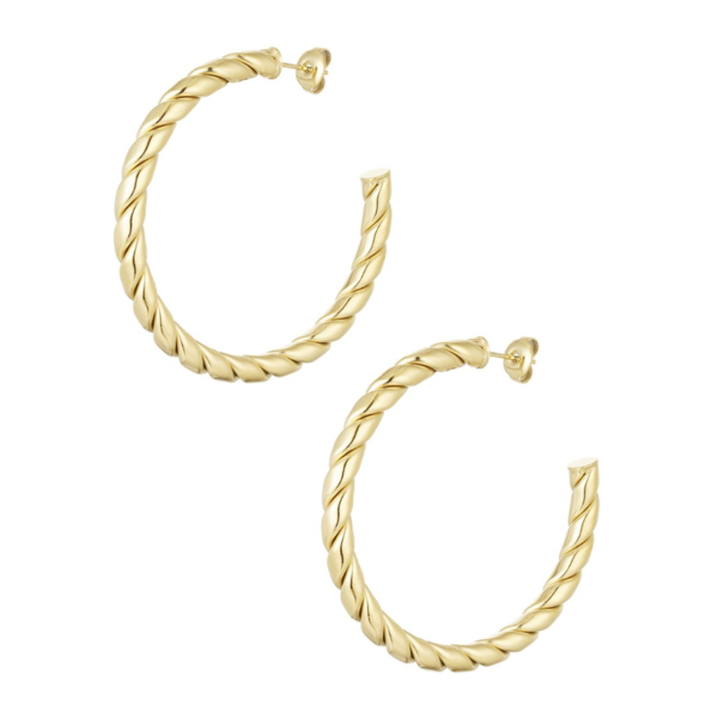 Yehwang Yehwang oorbellen 0291420-188 Earrings gold hoops 5 CM