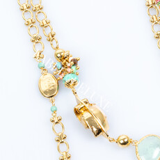 Gas Bijoux Jewelry Gas Bijoux ketting 496144 Sautoir Victorien long necklace pearls & colourful gemstones gold