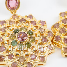 Label Deluxe Collection Label Deluxe Oorbellen LDLGOtoermalijn Earrings gemstones green pink 18 K gold plated  5 CM