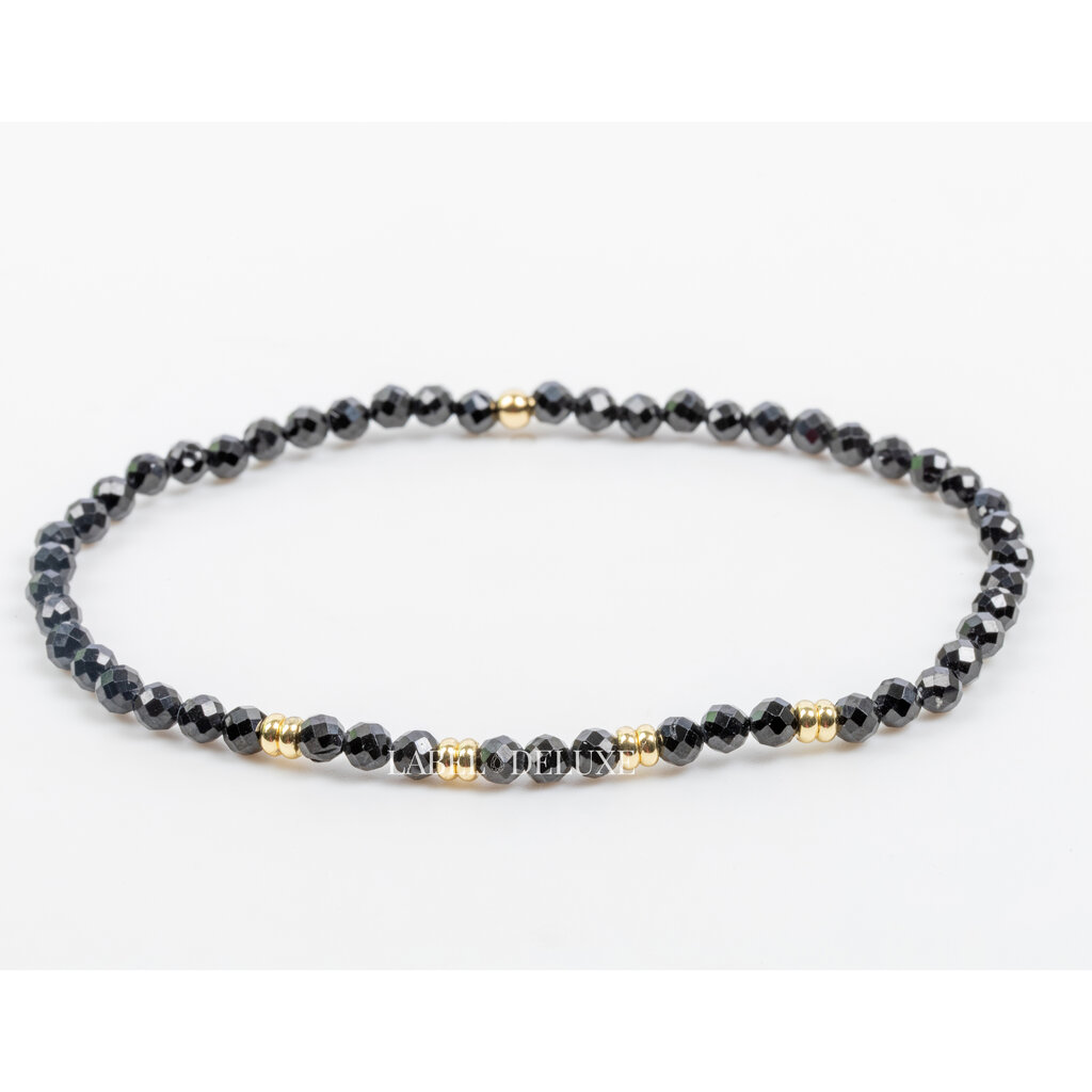 Label Deluxe Bijoux Label Deluxe armband LDLGO30EL18SPIB Bracelet Black Spinel Gold 18 CM