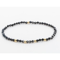 Label Deluxe Bijoux Label Deluxe armband LDLGO30EL18SPIB Bracelet Black Spinel Gold 18 CM