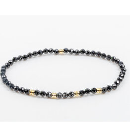 Label Deluxe Collection Label Deluxe armband LDLGO30EL18SPIB Bracelet Black Spinel Gold 18 CM