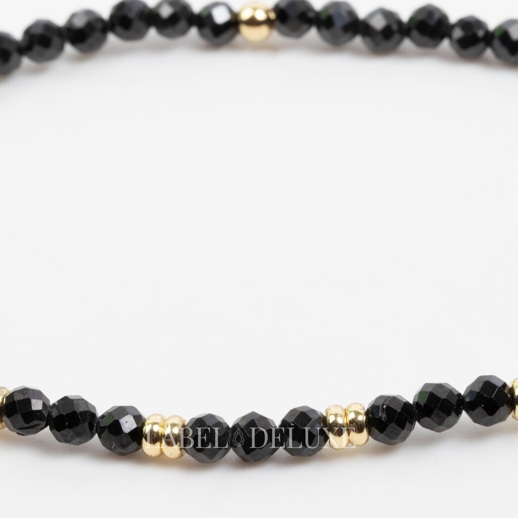 Label Deluxe Bijoux Label Deluxe armband LDLGO30EL18SPIB Bracelet Black Spinel Gold 18 CM