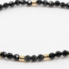 Label Deluxe Bijoux Label Deluxe armband LDLGO30EL18SPIB Bracelet Black Spinel Gold 18 CM