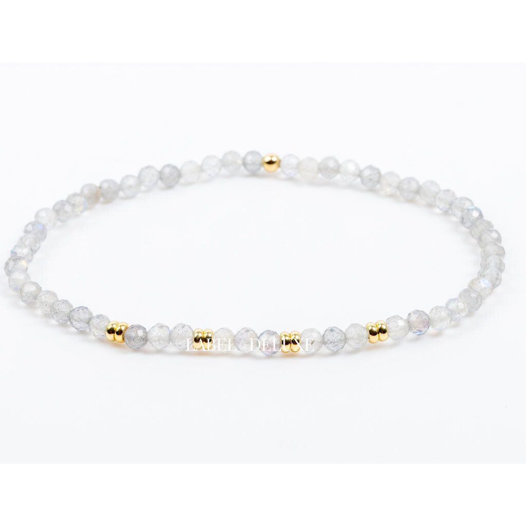 Label Deluxe Bijoux Label Deluxe armband LDLGO30EL18LAB Bracelet Labradorite Gold 18 CM