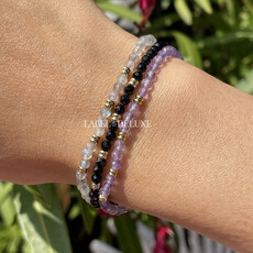 Label Deluxe Bijoux Label Deluxe armband LDLGO30EL18SPIB Bracelet Black Spinel Gold 18 CM