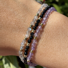 Label Deluxe Bijoux Label Deluxe armband LDLGO30EL18SPIB Bracelet Black Spinel Gold 18 CM