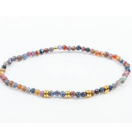 Label Deluxe Collection Label Deluxe armband LDLGO30EL18GEM Bracelet Mixed gemstones Gold 3MM 18 CM