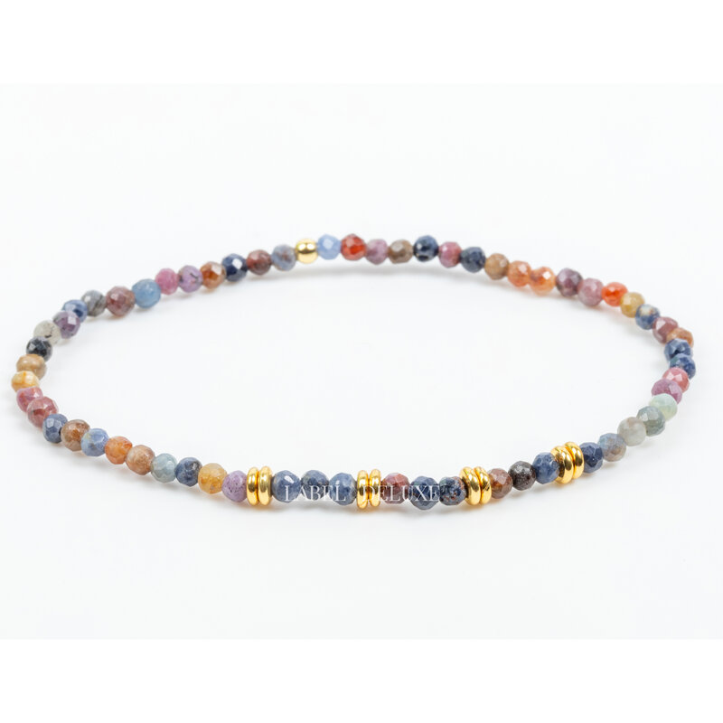 Label Deluxe Collection Label Deluxe armband LDLGO30EL18GEM Bracelet Mixed gemstones Gold 3MM 18 CM