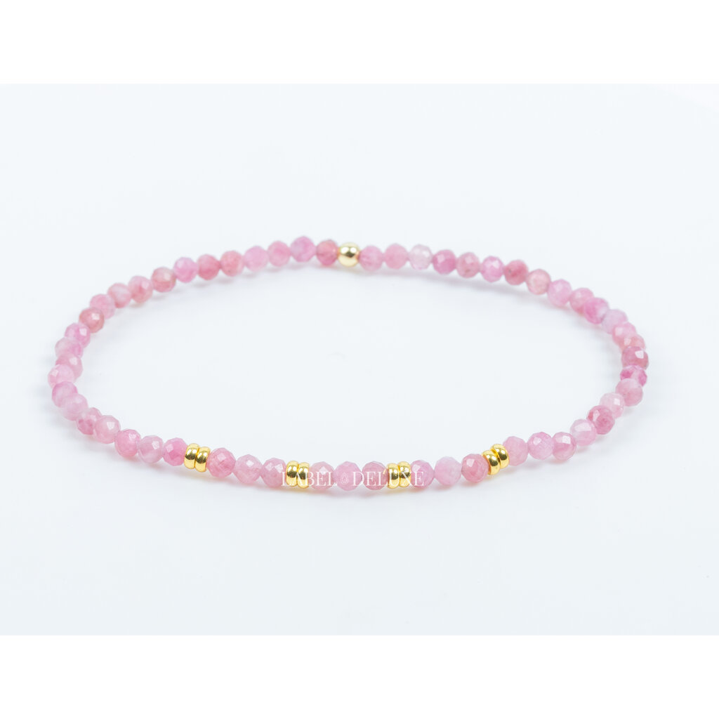 Label Deluxe Bijoux Label Deluxe armband LDLGO30EL18RHO Bracelet Rhodochrosiet Gold 18 CM