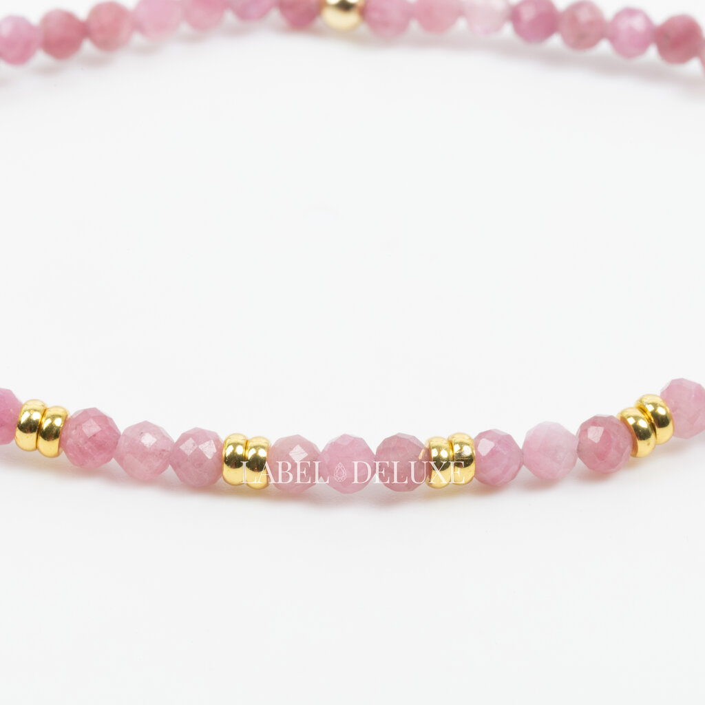 Label Deluxe Bijoux Label Deluxe armband LDLGO30EL18RHO Bracelet Rhodochrosiet Gold 18 CM
