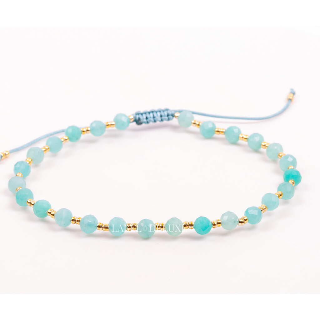 Label Deluxe Collection Label Deluxe armband LDLGO30ADJAMA Bracelet Amazonite Gold Adjustable
