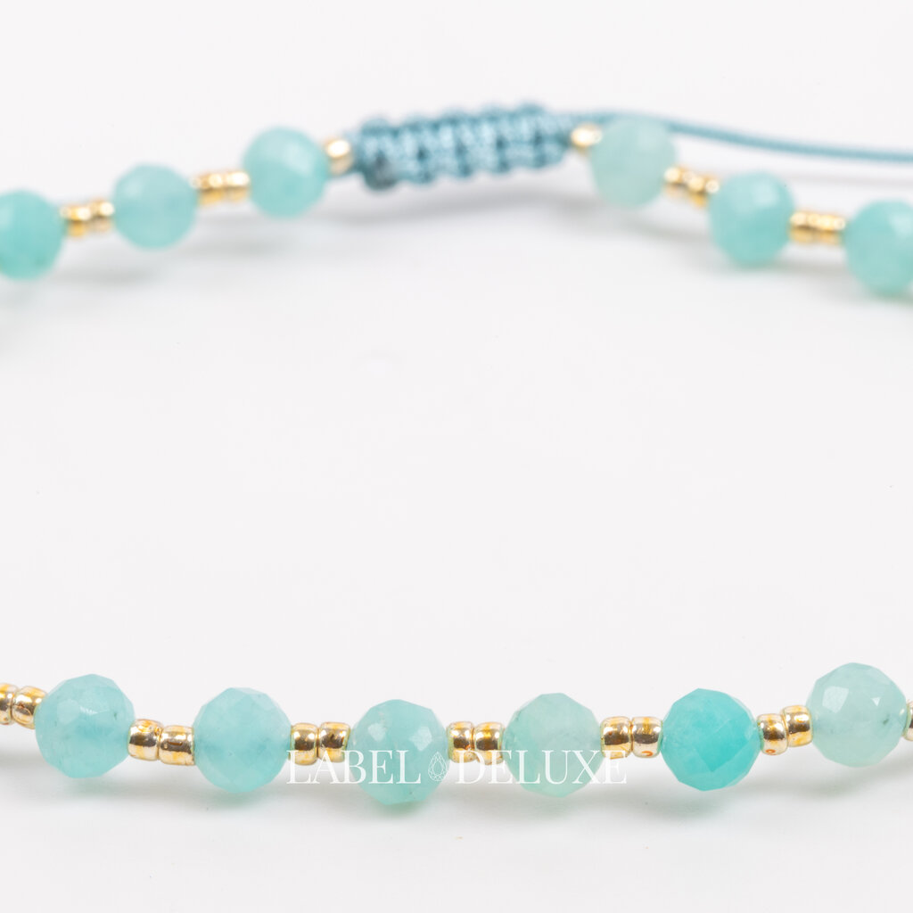 Label Deluxe Collection Label Deluxe armband LDLGO30ADJAMA Bracelet Amazonite Gold Adjustable