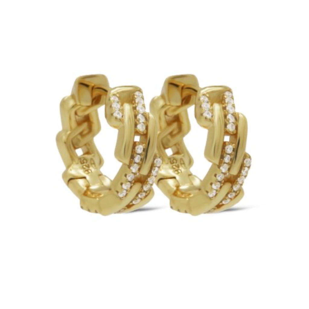 Karma Jewelry Karma Jewelry oorbellen H613GP Earrings hoops Naviaa stones 925 silver gold plated 20 MM