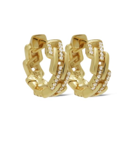Karma Jewelry Karma Jewelry oorbellen H613GP Earrings hoops Naviaa stones 925 silver gold plated 20 MM