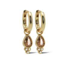 Karma Jewelry Karma Jewelry oorbellen A160GP_CA Earrings Hera drop Caramel 925 silver gold plated 22 MM