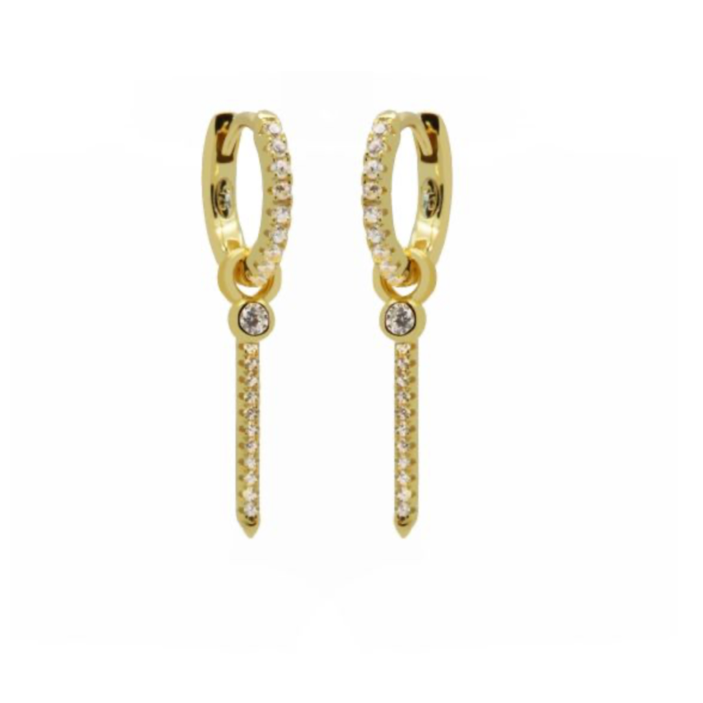 Karma Jewelry karma Jewelry oorbellen H321GP Earrings Tube CZ Zirconia dot 925 silver gold plated 3 CM