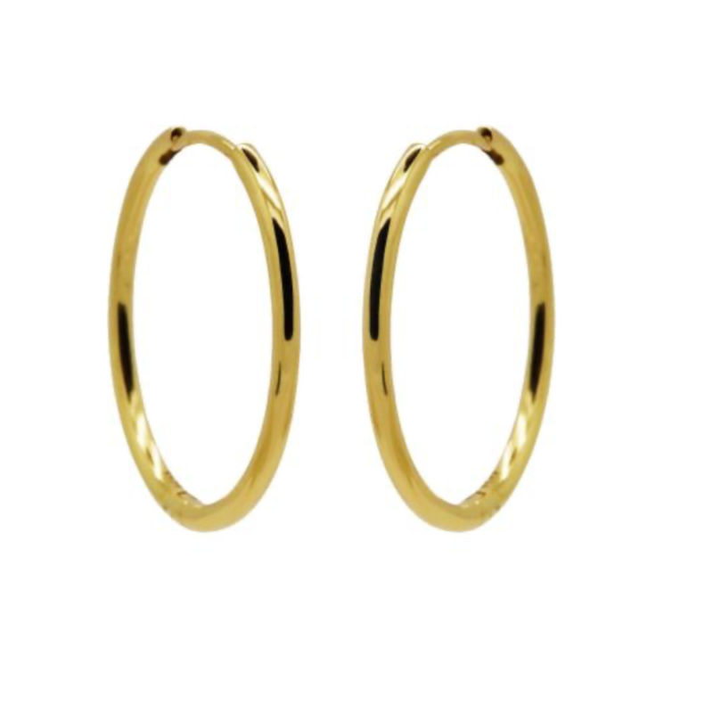 Karma Jewelry Karma Jewelry oorbellen H240GP Earrings plain hoops 925 silver gold plated 30 MM